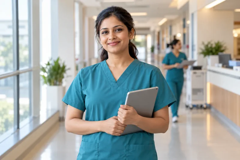 A nursing professional in a modern hospital