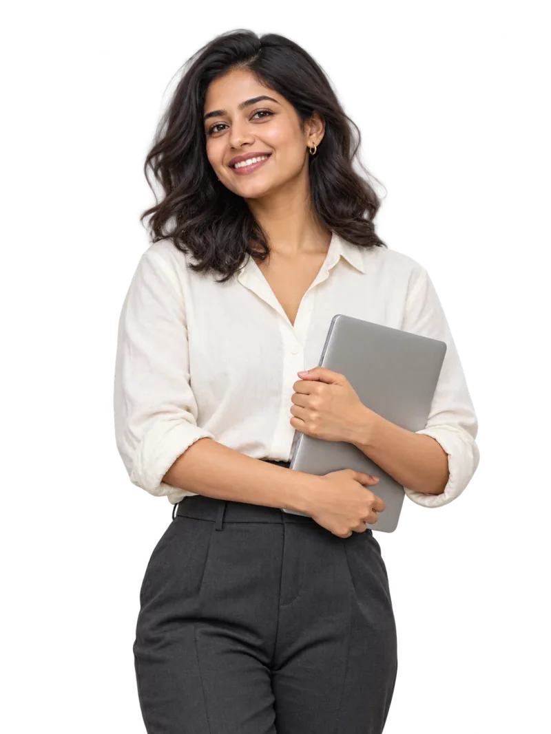 Portrait of a young professional holding a laptop